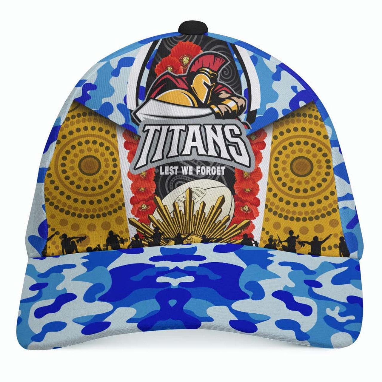 Titans Rugby ANZAC Aboriginal Cap - Titans with Poppy Watercolor Flower Cap LT10 - Vibe Hoodie Shop