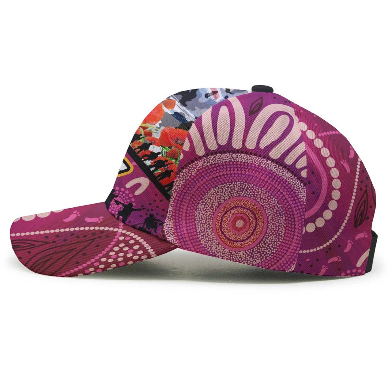 Maroons Rugby ANZAC Aboriginal Cap - Maroons Aboriginal Pattern with ANZAC Day Poppy Flower Cap LT10 - Vibe Hoodie Shop