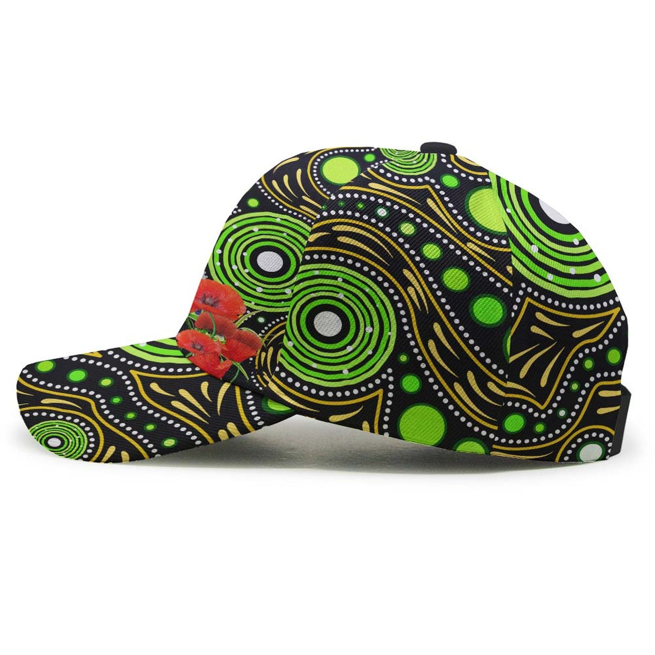 Raiders Rugby ANZAC Aboriginal Cap - Canberra Raiders with ANZAC Day Poppy Flower Cap LT10 - Vibe Hoodie Shop