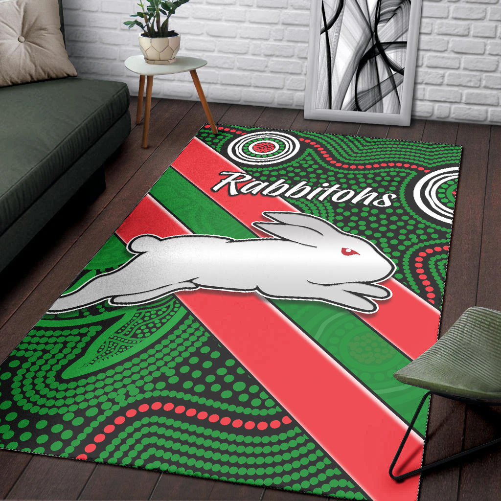 Rabbitohs Indigenous Area Rug Brave - Vibe Hoodie Shop