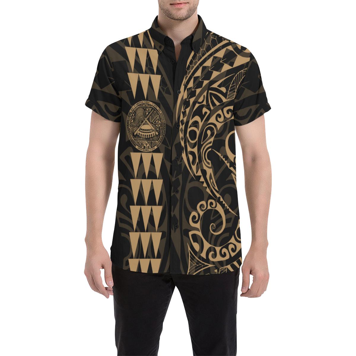 American Samoa Short Sleeve Shirts Gold - Vibe Hoodie Shop