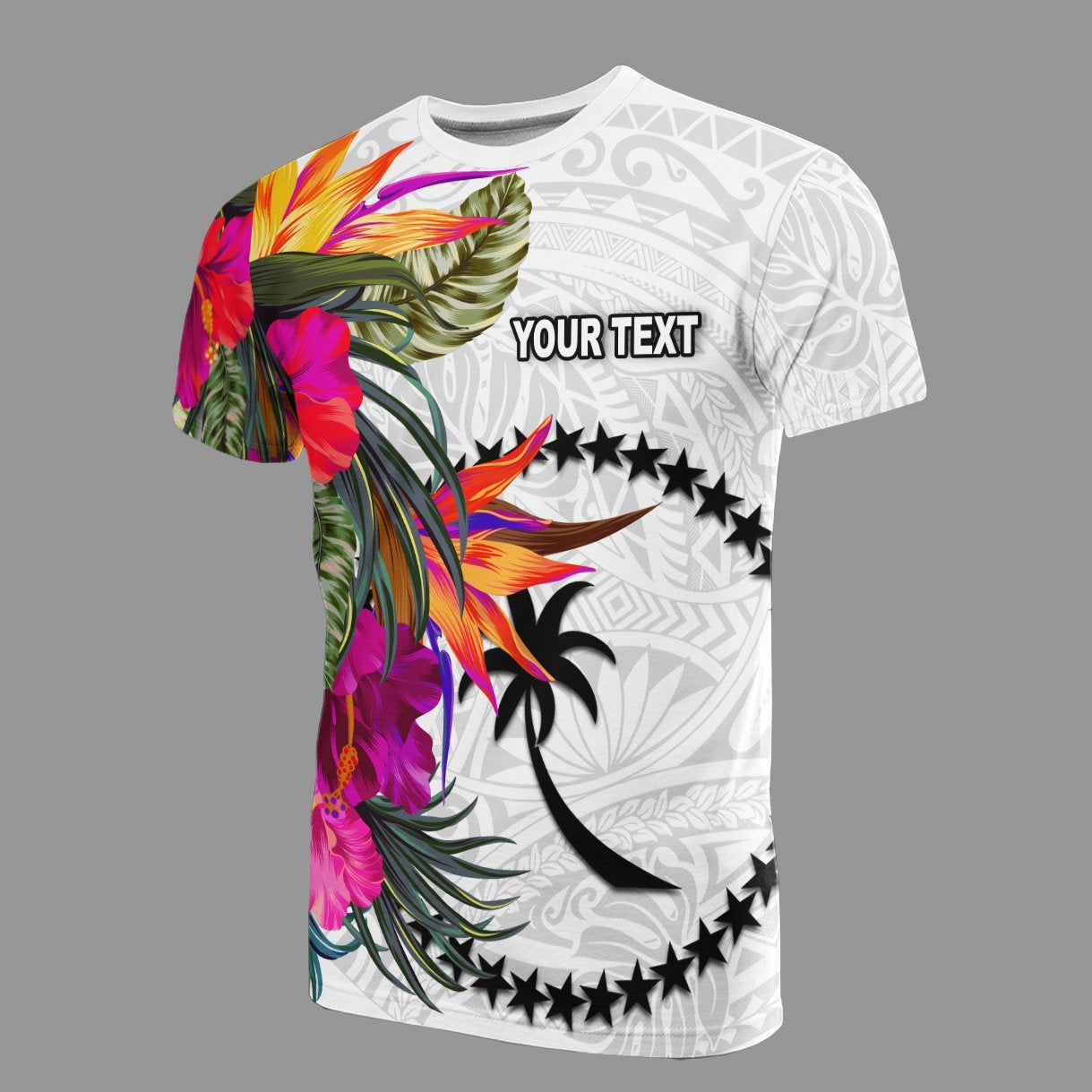 Vibe Hoodie Chuuk Custom Personalised T shirt - Hibiscus White Pattern - Vibe Hoodie Shop