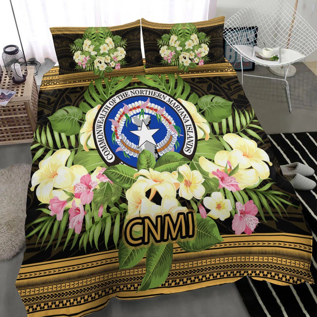 Northern Mariana Islands Bedding Set - Polynesian Gold Patterns Collection - Vibe Hoodie Shop