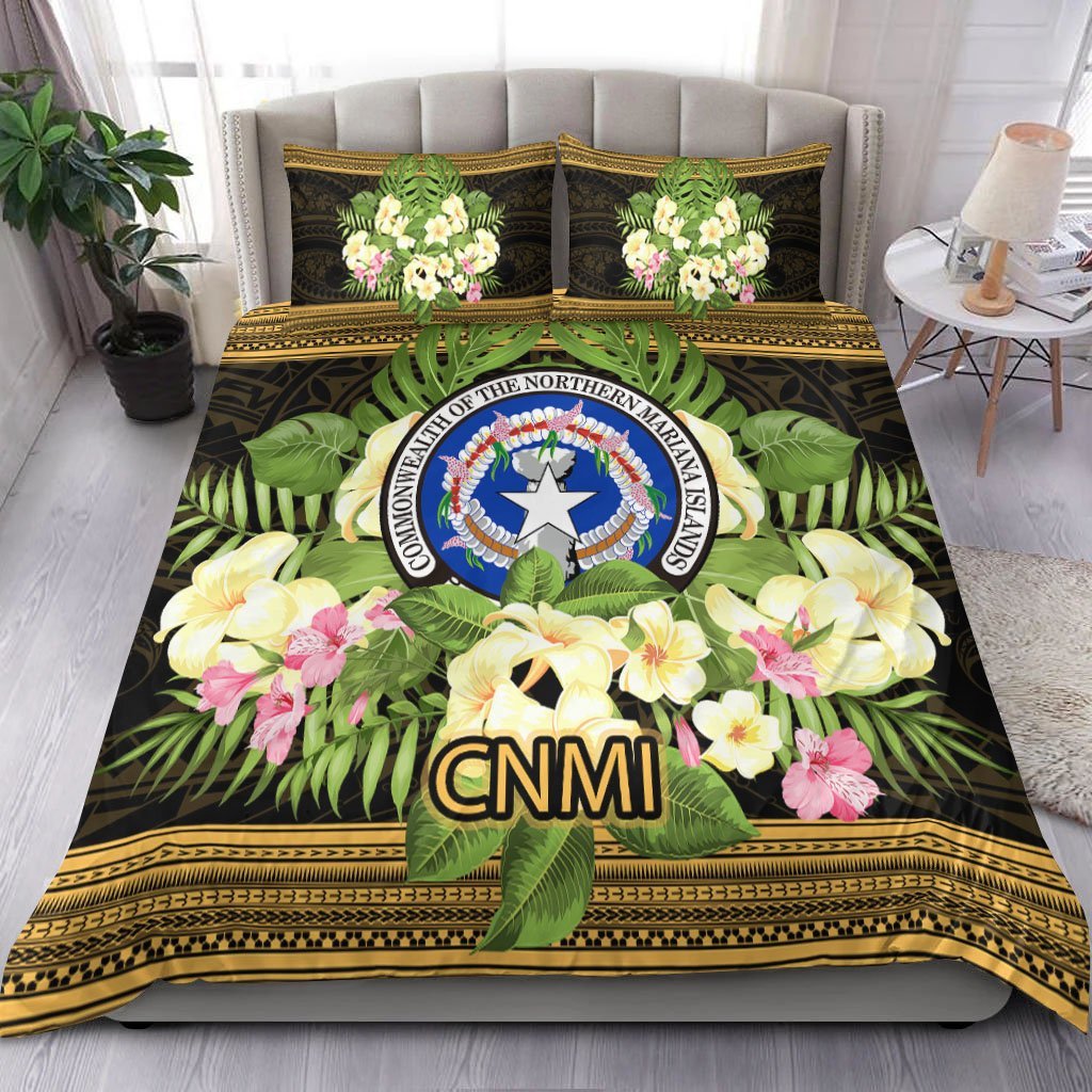 Northern Mariana Islands Bedding Set - Polynesian Gold Patterns Collection - Vibe Hoodie Shop