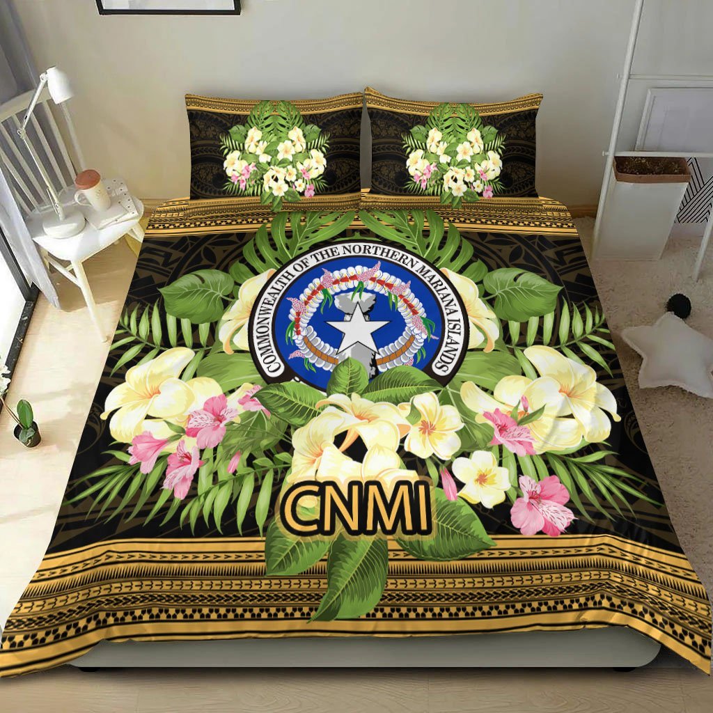Northern Mariana Islands Bedding Set - Polynesian Gold Patterns Collection - Vibe Hoodie Shop
