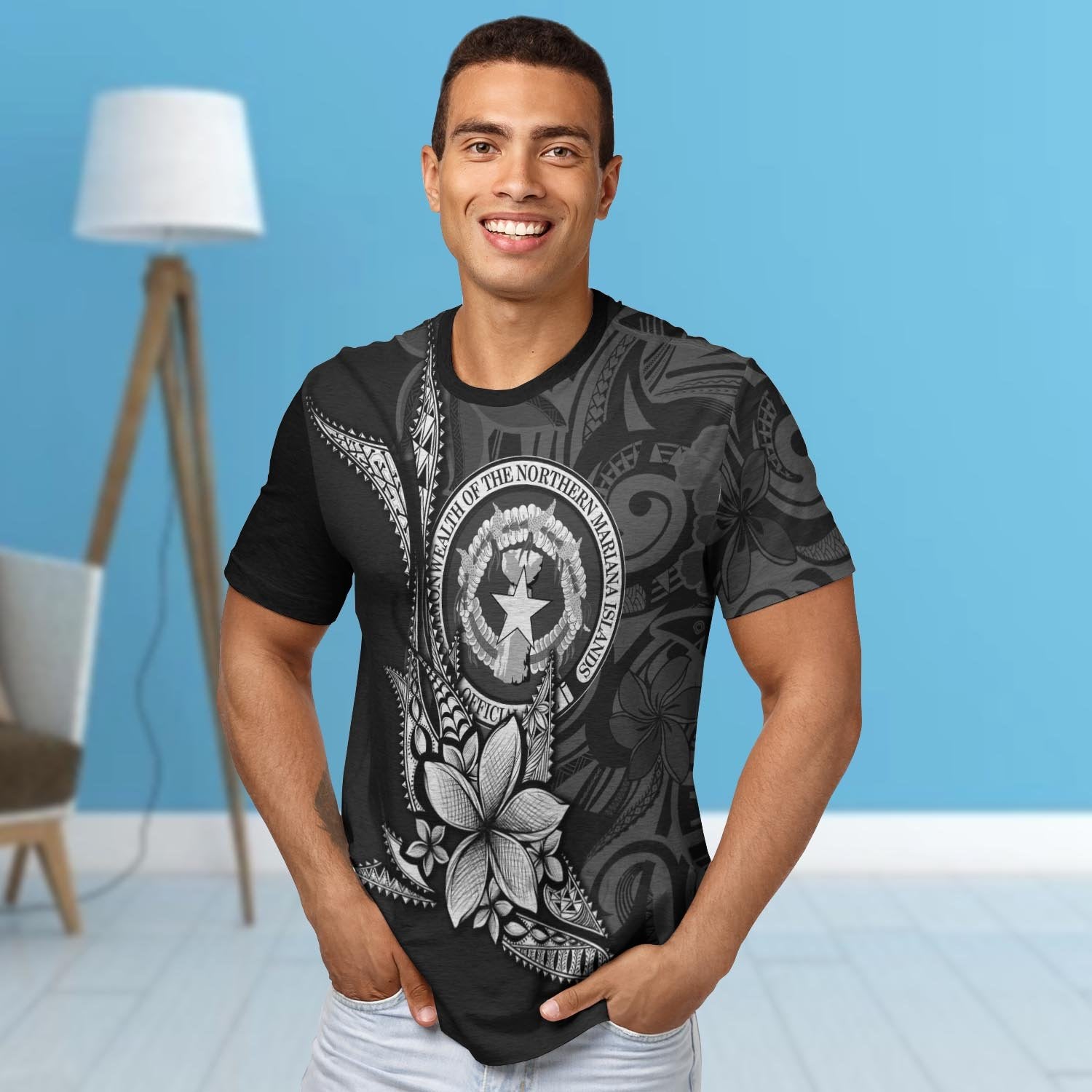 Northern Mariana Islands Custom Personalised T shirt - Fish With Plumeria Flowers Style - Vibe Hoodie Shop