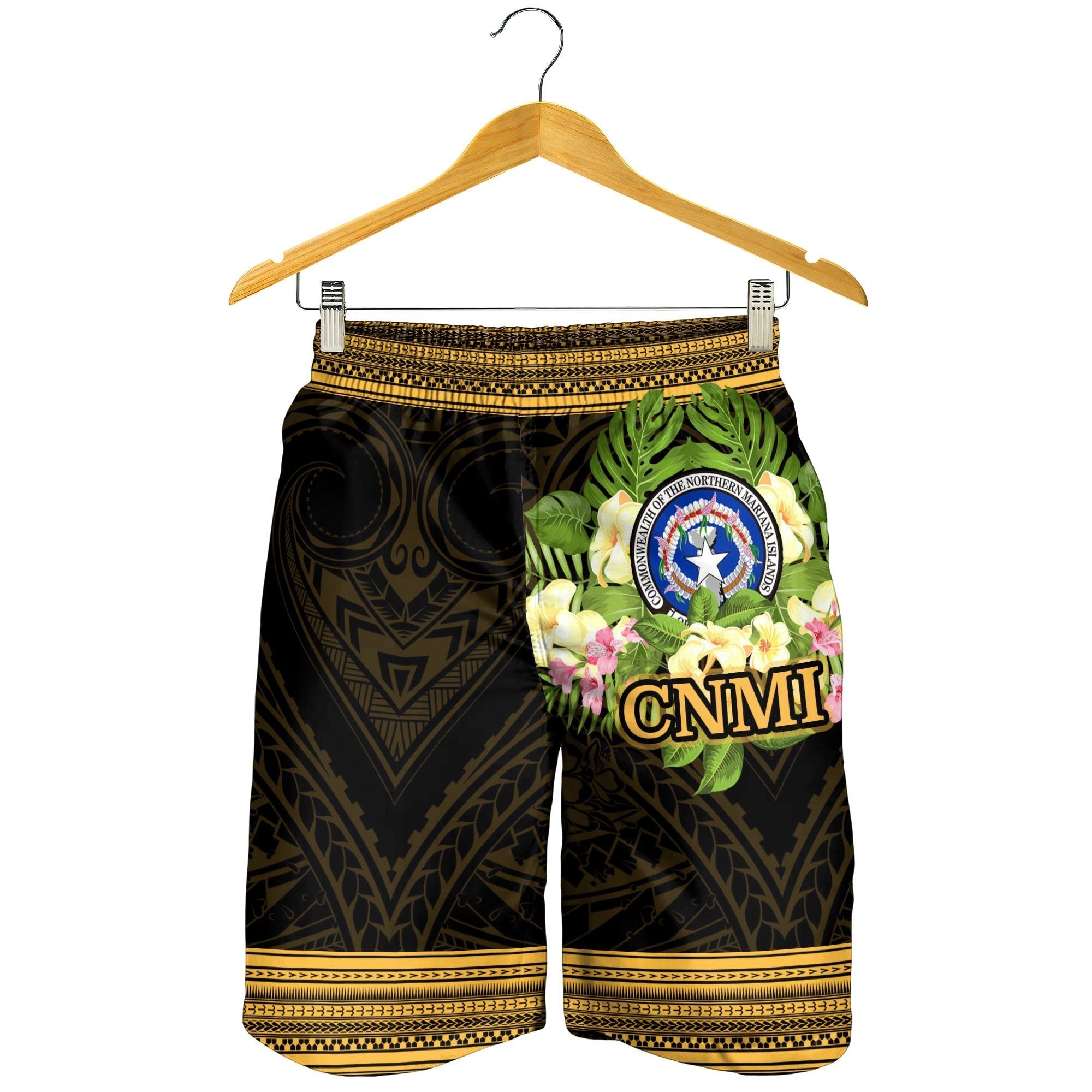 Northern Mariana Islands Men's Shorts - Polynesian Gold Patterns Collection - Vibe Hoodie Shop