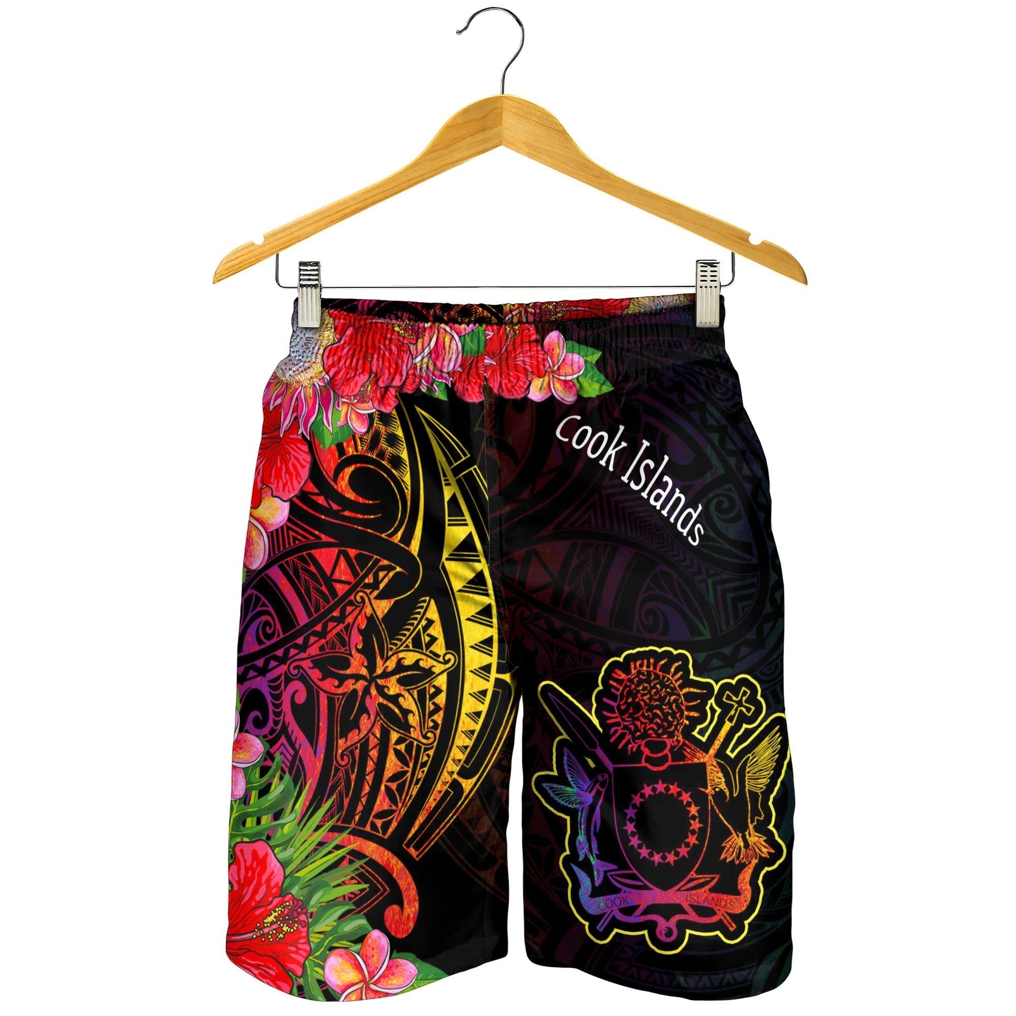 Cook Islands Men's Shorts - Tropical Hippie Style - Vibe Hoodie Shop