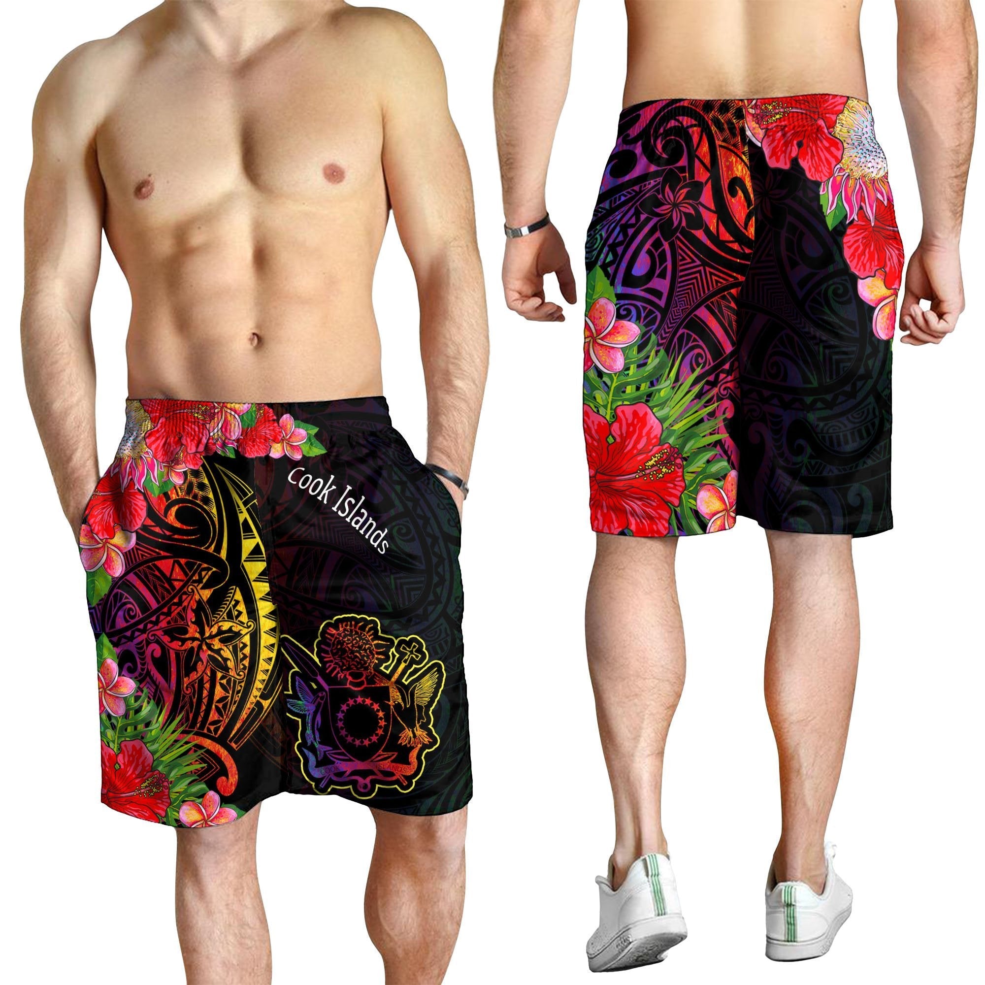 Cook Islands Men's Shorts - Tropical Hippie Style - Vibe Hoodie Shop