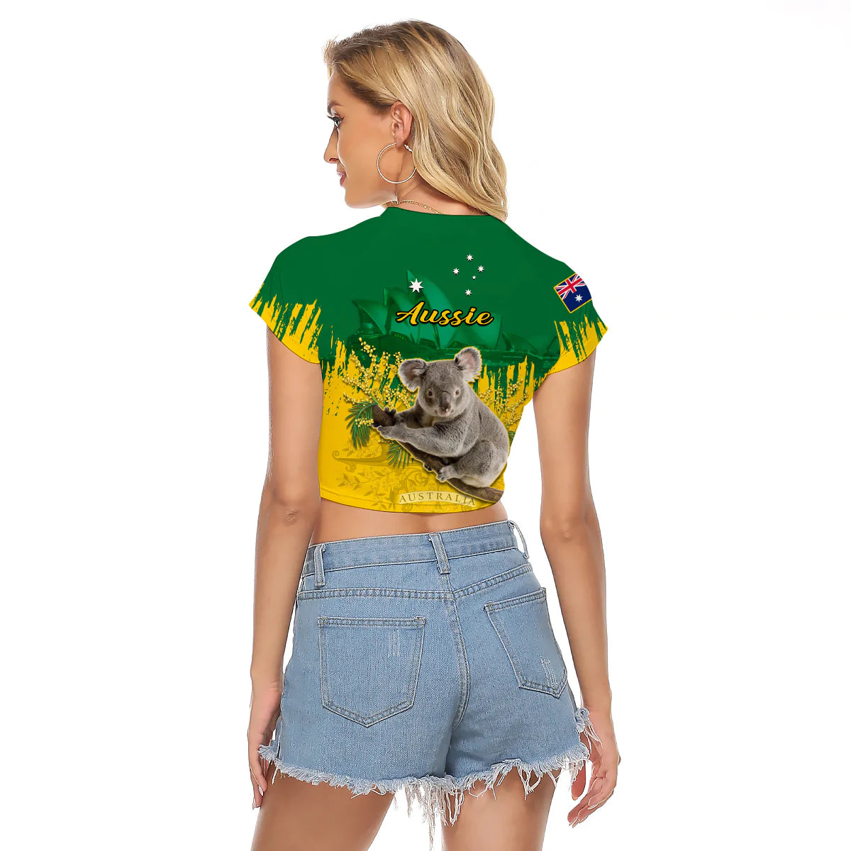 Australia Day Raglan Cropped T Shirt Koala Sydney Opera House National Color - Vibe Hoodie Shop