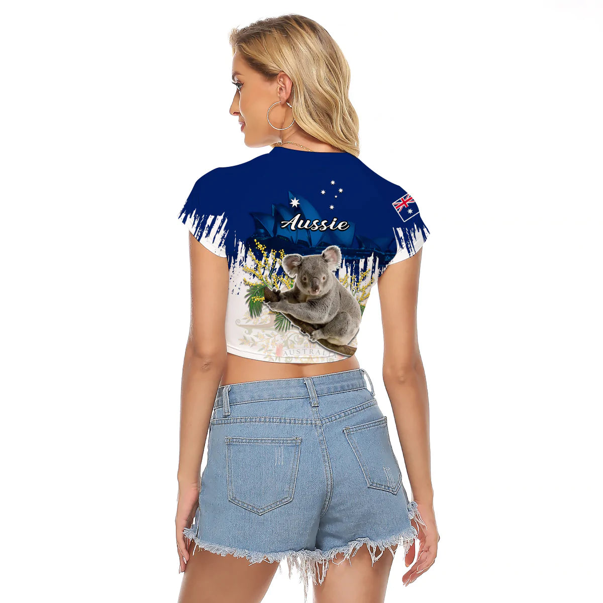 Australia Day Raglan Cropped T Shirt Koala Sydney Opera House Flag Color - Vibe Hoodie Shop