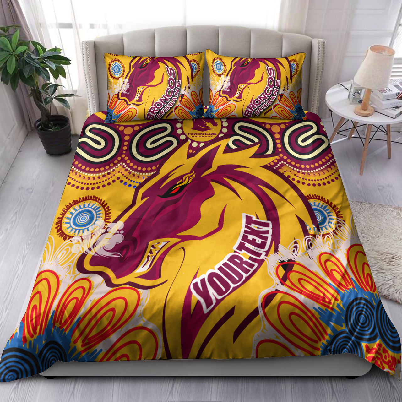 Broncos 2022 Rugby Custom Aboriginal Bedding Set - Indigenous Super Broncos RLT13 - Vibe Hoodie Shop