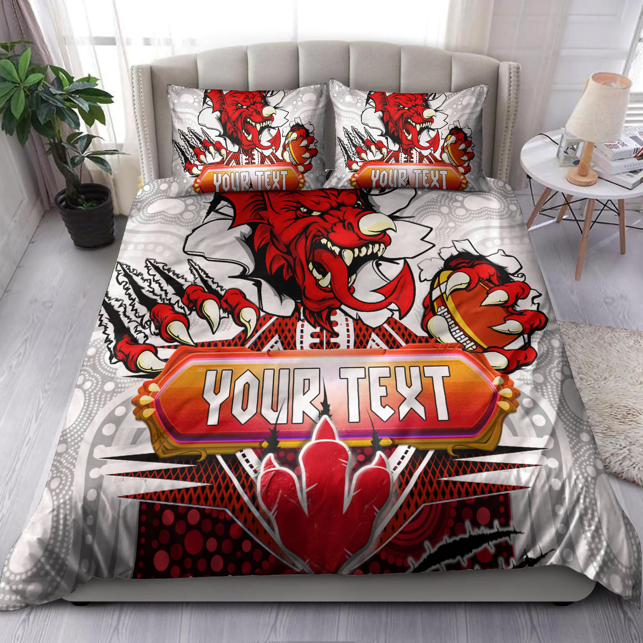 St. George Aboriginal Rugby Bedding Set - Custom Indigenous Super Dragons Scratch Style RLT13 - Vibe Hoodie Shop