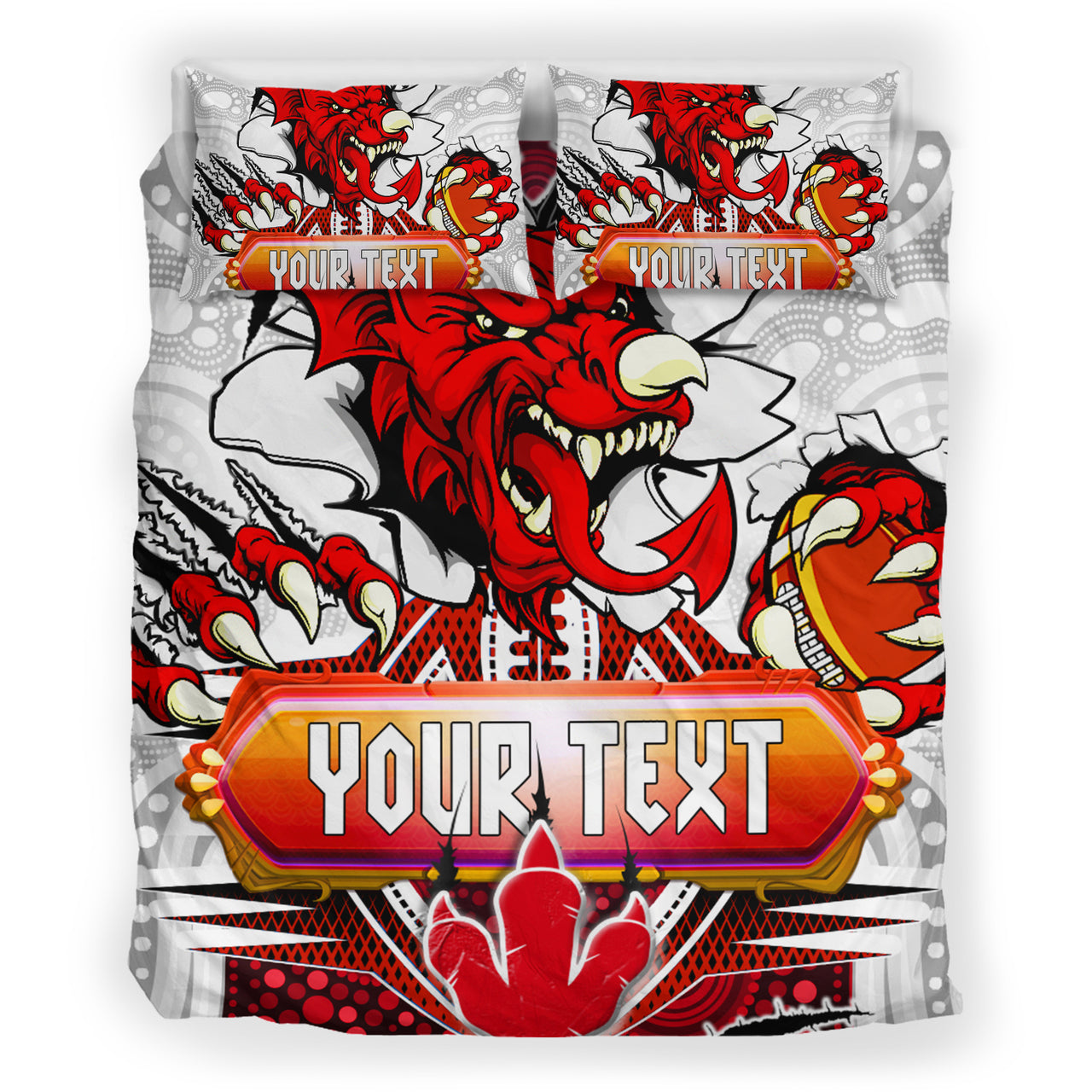 St. George Aboriginal Rugby Bedding Set - Custom Indigenous Super Dragons Scratch Style RLT13 - Vibe Hoodie Shop