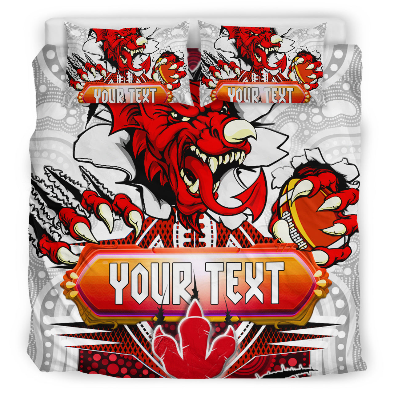 St. George Aboriginal Rugby Bedding Set - Custom Indigenous Super Dragons Scratch Style RLT13 - Vibe Hoodie Shop