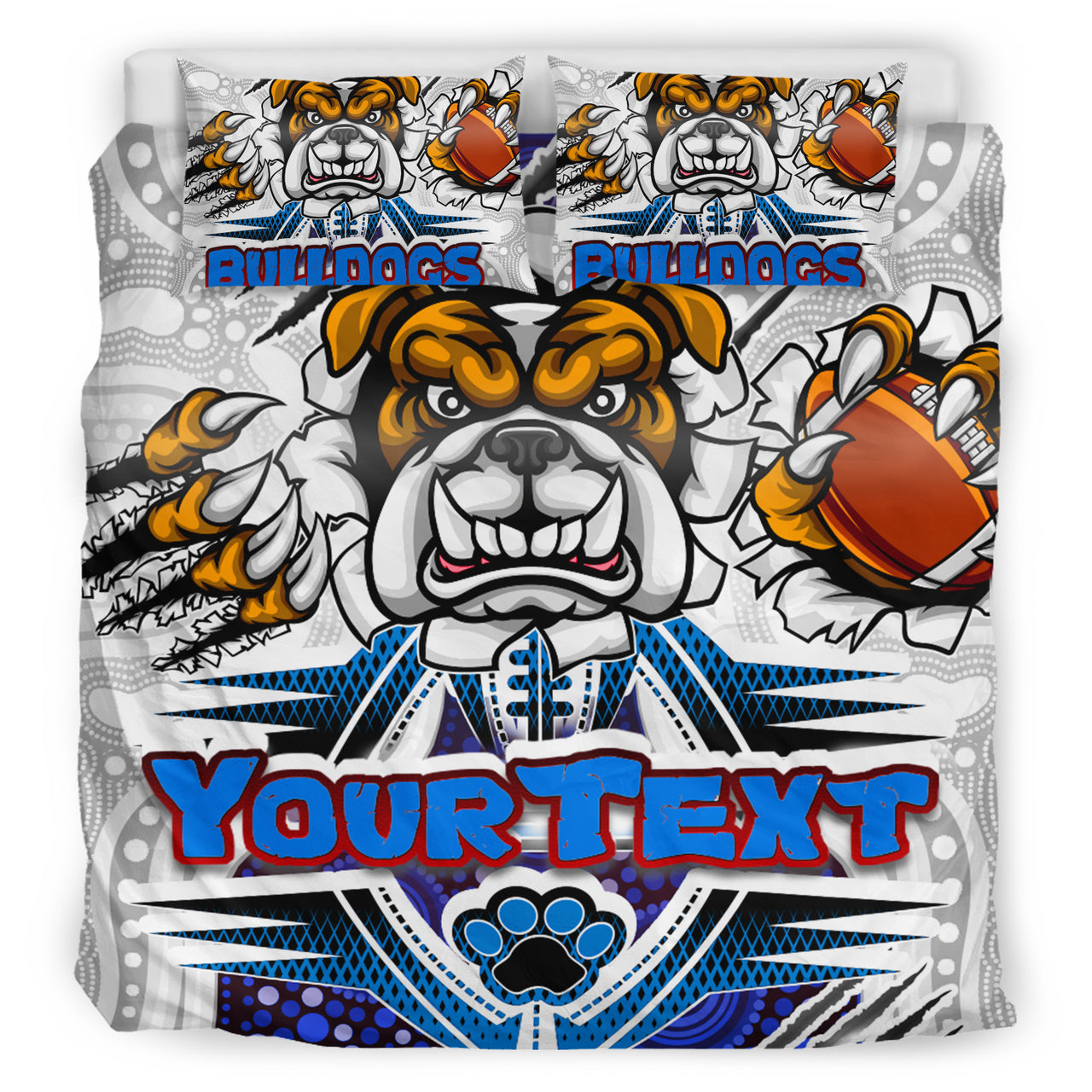 Bulldogs Rugby Custom Aboriginal Bedding Set - Indigenous Super Bulldogs RLT13 - Vibe Hoodie Shop