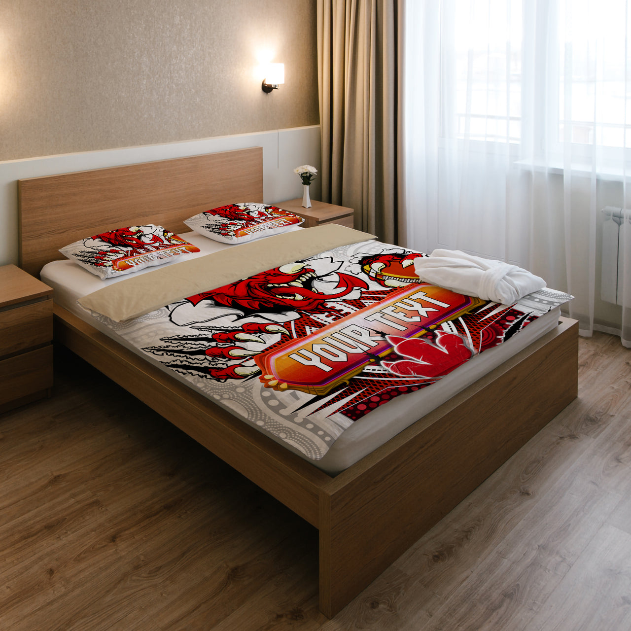 St. George Aboriginal Rugby Bedding Set - Custom Indigenous Super Dragons Scratch Style RLT13 - Vibe Hoodie Shop