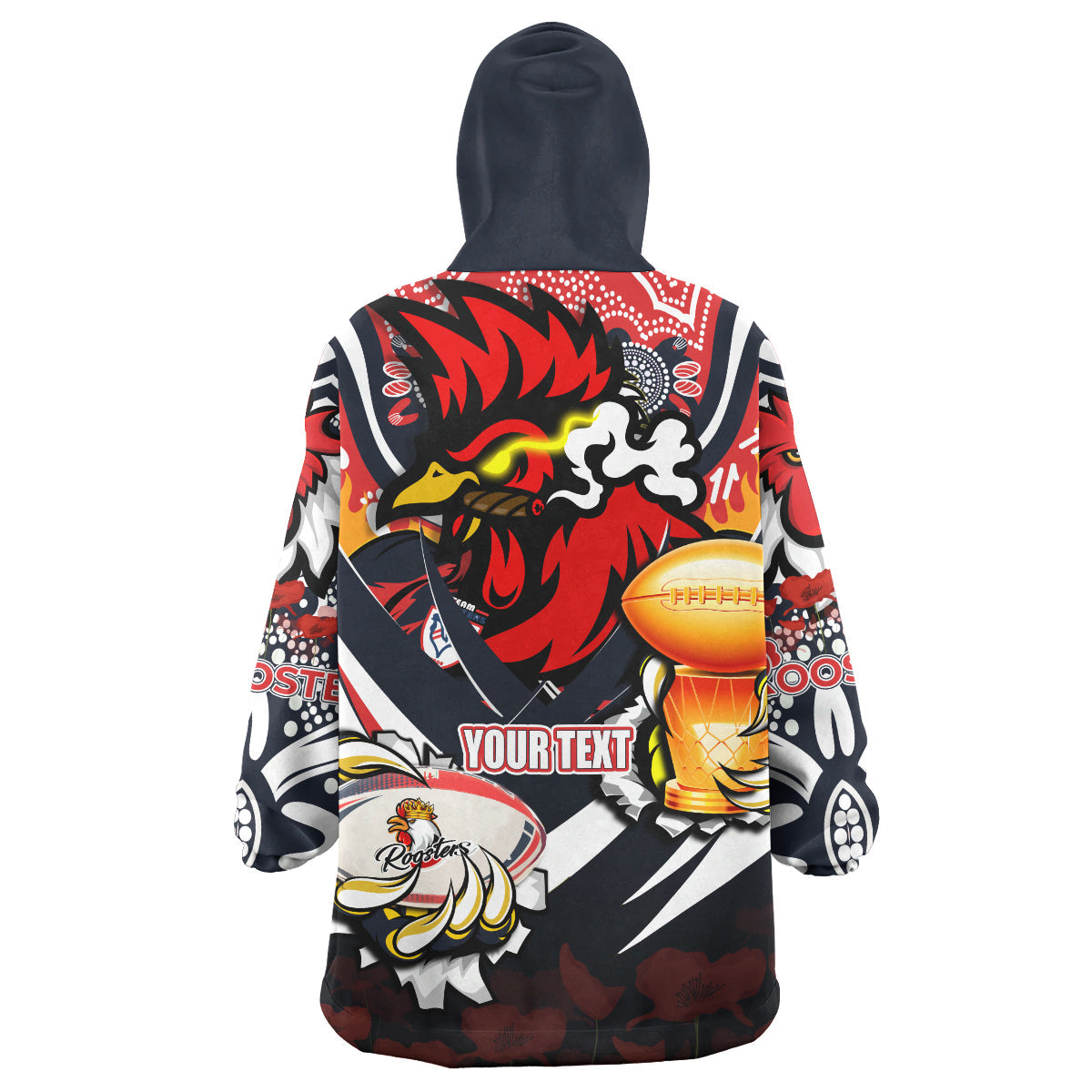 Roosters Premierships Rugby Snug Hoodie - Custom "Go Roosters!" Super Champion Claw Scratch Aboriginal Culture Wearable Blanket Hoodie - Vibe Hoodie Shop