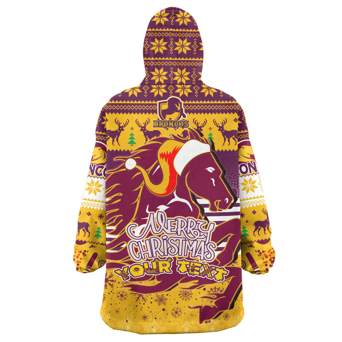 Broncos Christmas Rugby Snug Hoodie - Merry Christmas Broncos Retro Heritage Jersey Aboriginal Custom Wearable Blanket Hoodie - Vibe Hoodie Shop