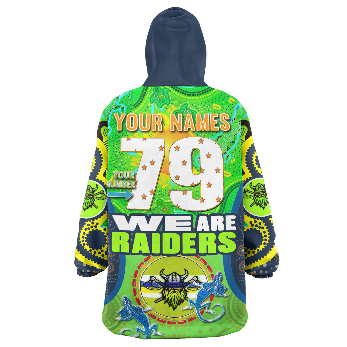 Raiders Rugby Snug Hoodie - Custom "We Are Raiders" Mascot With Aboriginal Art Wearable Blanket Hoodie - Vibe Hoodie Shop