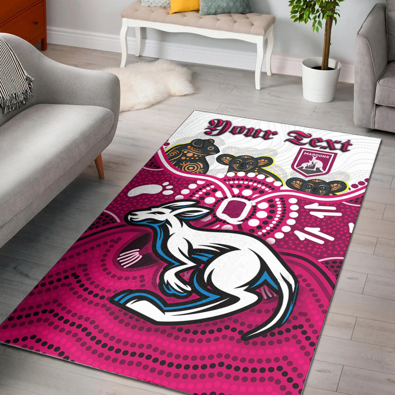 Maroons Rugby Aboriginal Custom Area Rug - The Cane Toads With Indigenous Koala RLT13 - Vibe Hoodie Shop