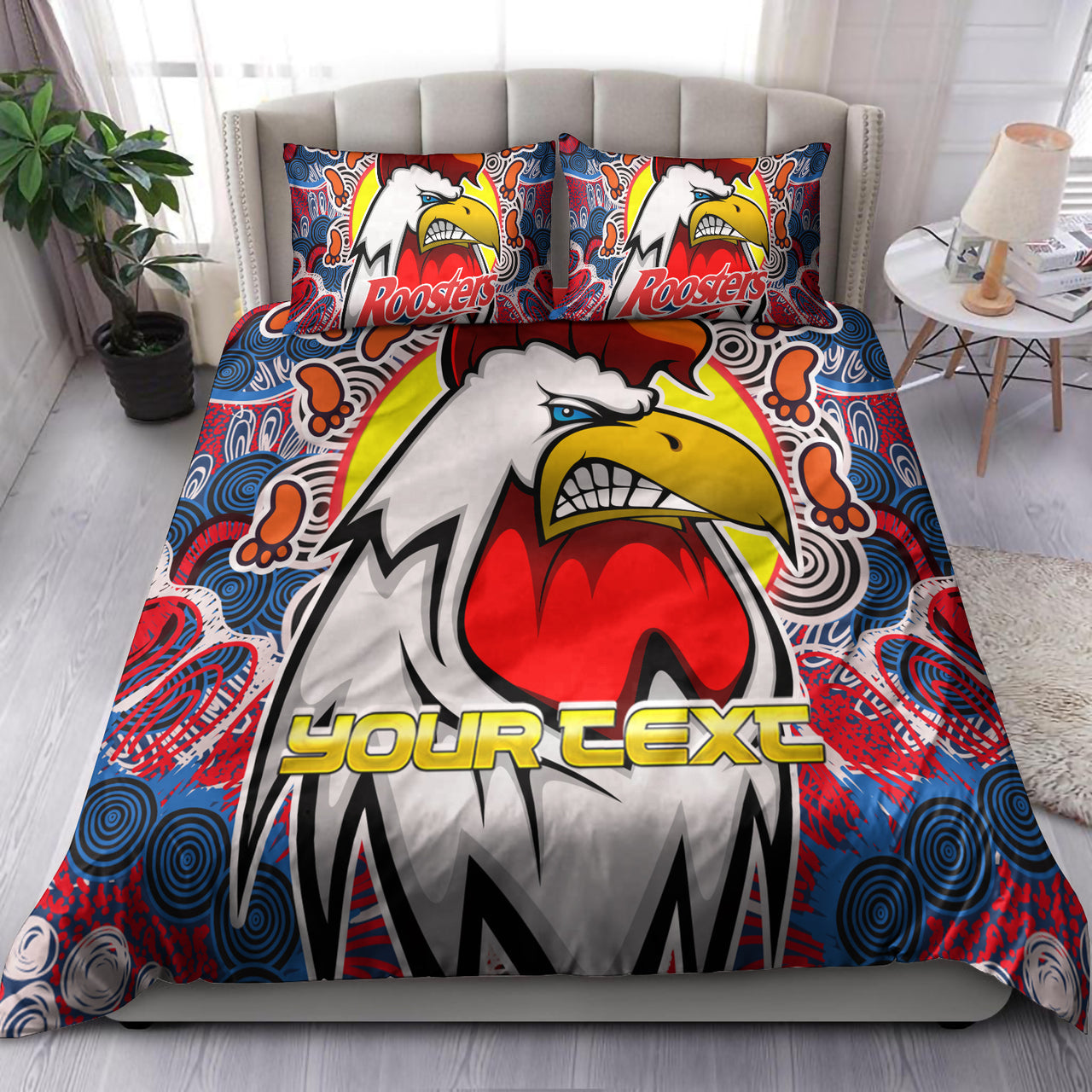 Roosters Indigenous Rugby Custom Bedding Set - Protection Under the Sun RLT13 - Vibe Hoodie Shop