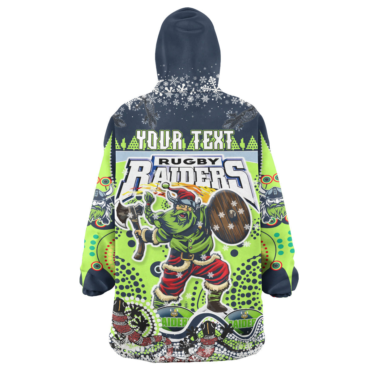 Raiders Rugby Christmas Snug Hoodie - Custom Merry Viking Raiders Christmas Indigenous Wearable Blanket Hoodie - Vibe Hoodie Shop