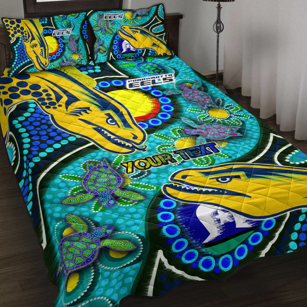 Eels Rugby Quilt Bed Set - Custom Indigenous Eels With Aboriginal and Torres Strait Islander Flag - Vibe Hoodie Shop