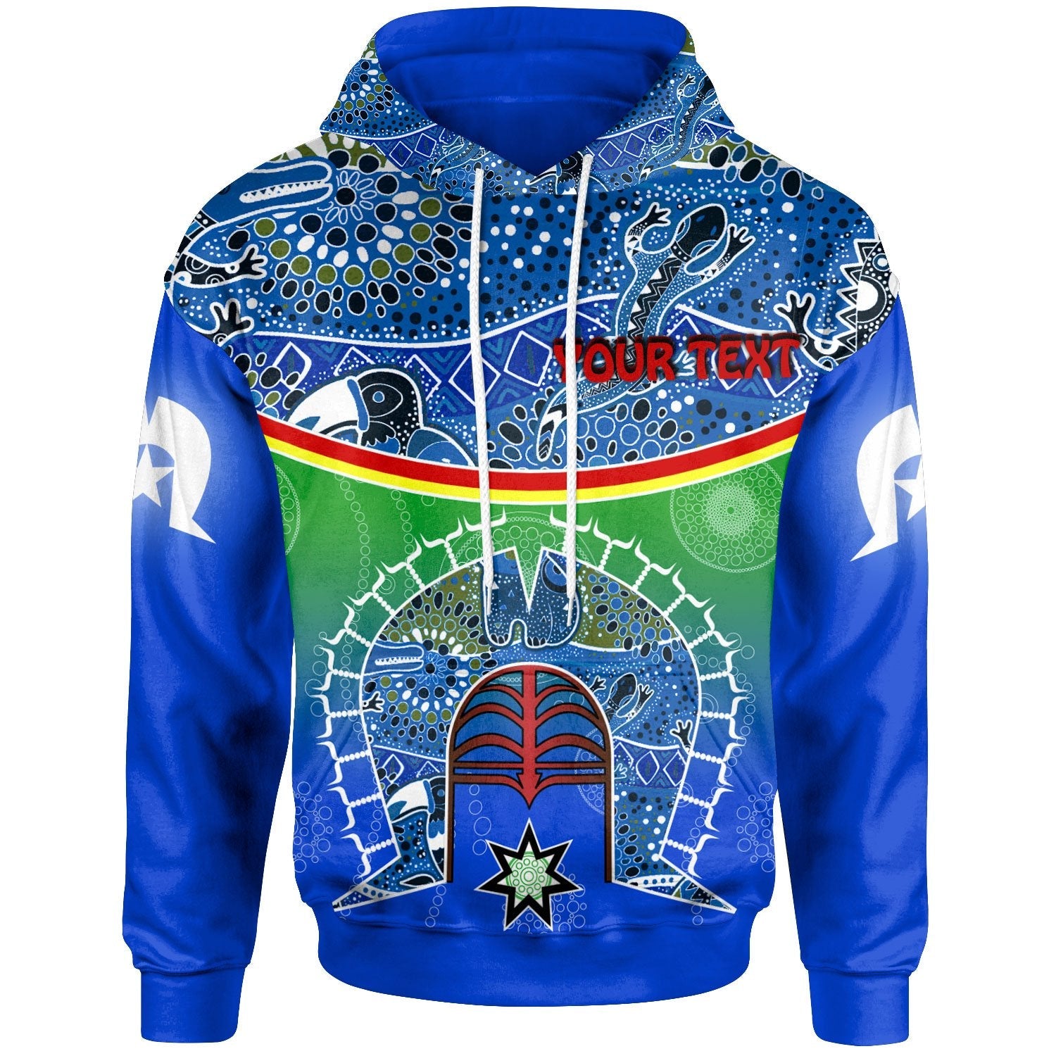 Personalised Hoodie - Torres Strait Symbol With Aboriginal Patterns - Vibe Hoodie Shop