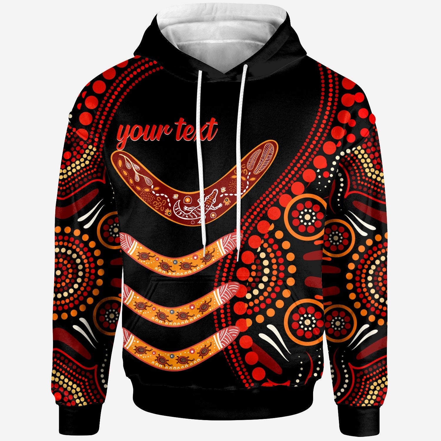 Aboriginal Personalised Hoodie - Aboriginal Boomerangs With Dot Painting Pattern - Vibe Hoodie Shop