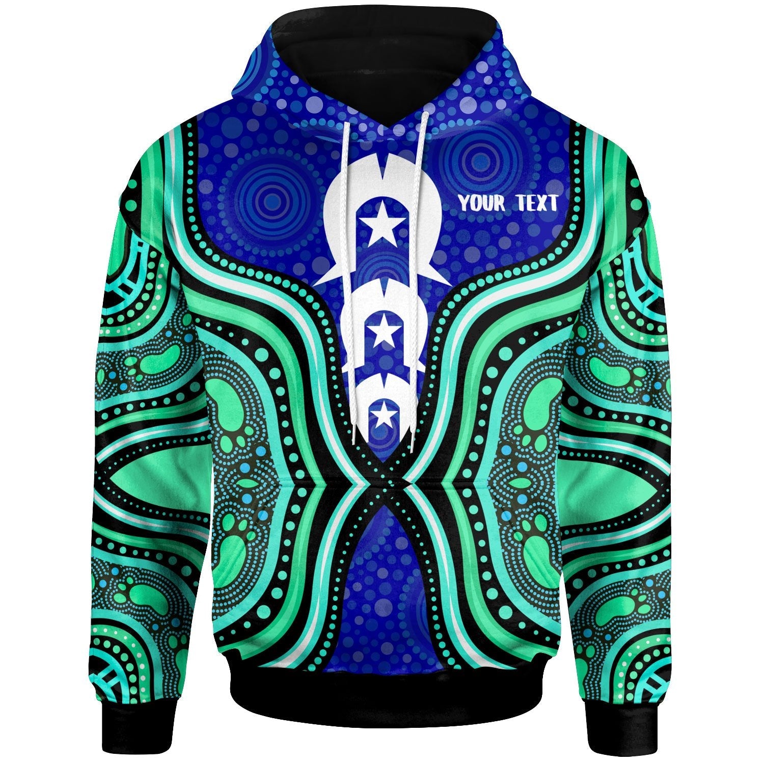 Torres Strait Personalised Hoodie - Torres Strait Symbol And Aboriginal Patterns - Vibe Hoodie Shop