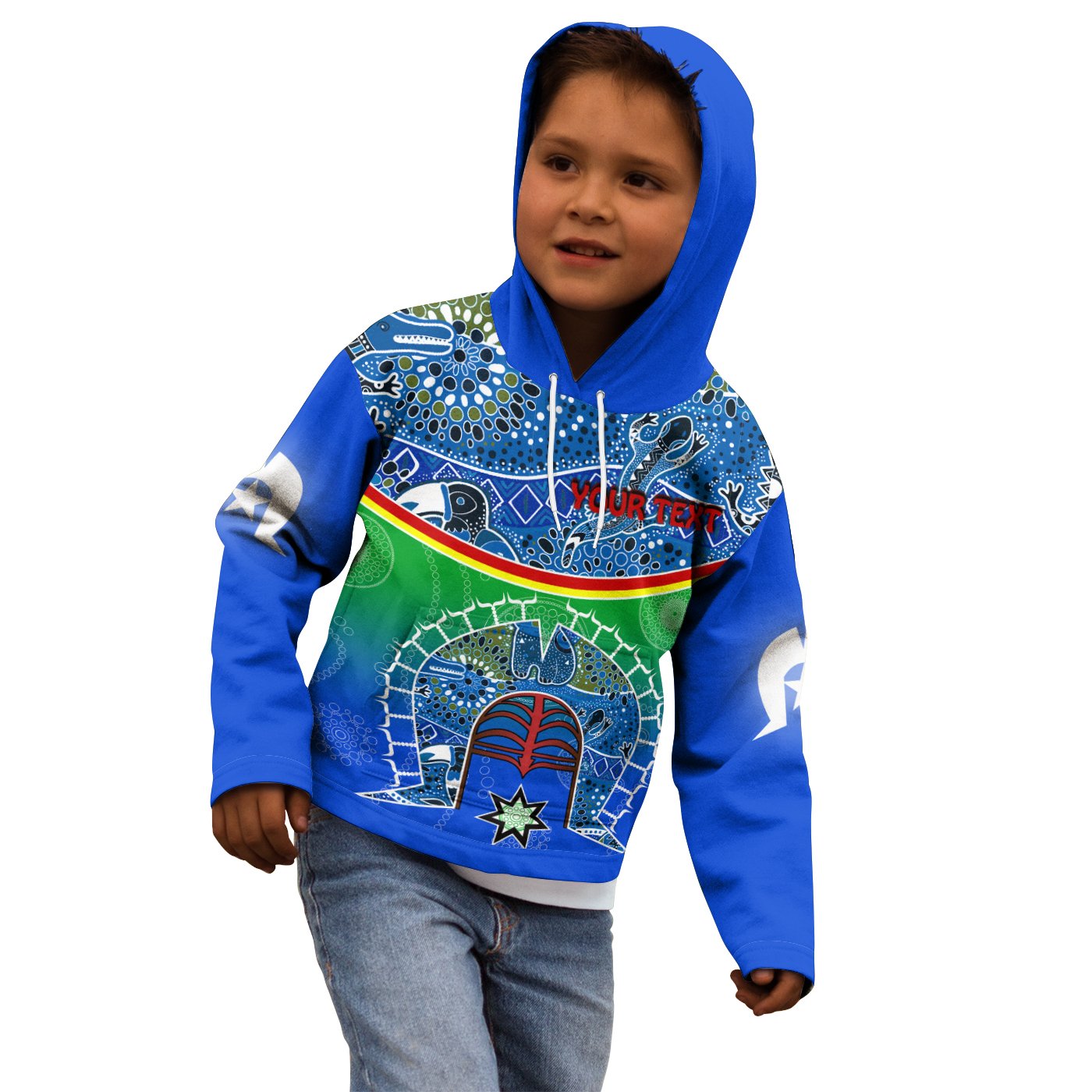 Personalised Hoodie Kids - Torres Strait Symbol With Aboriginal Patterns - Vibe Hoodie Shop