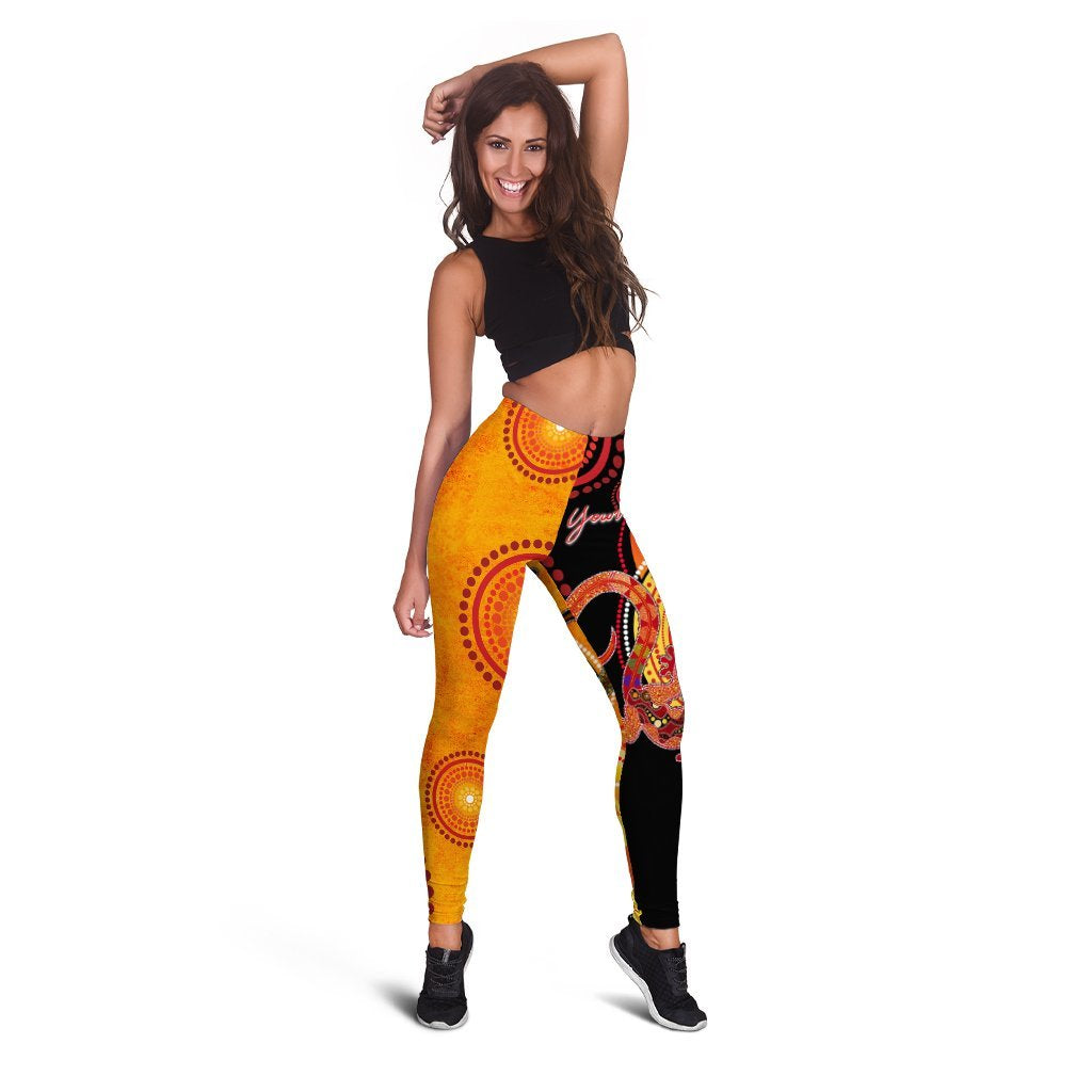 Aboriginal Personalised Leggings - Couple Aboriginal Lizards - Vibe Hoodie Shop