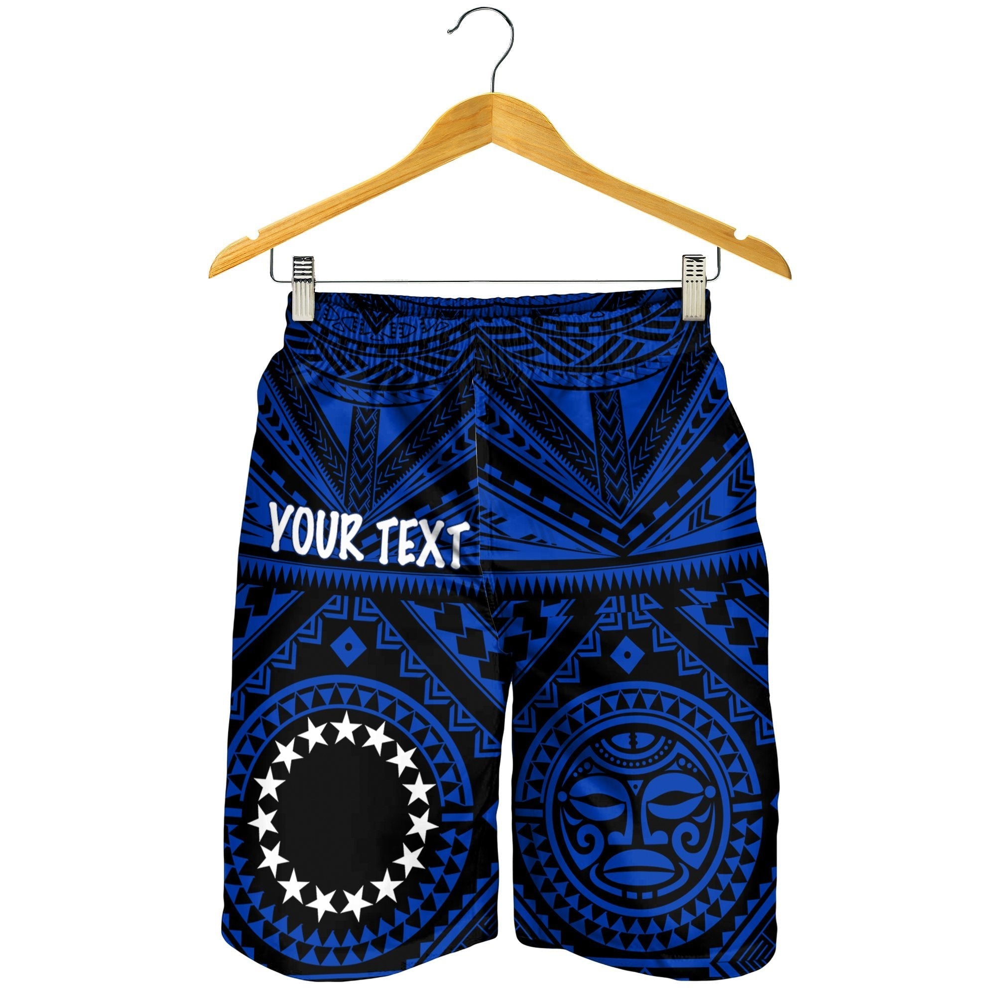 Cook Islands Personalised Men's Short - Seal With Polynesian Tattoo Style (Blue) - Vibe Hoodie Shop