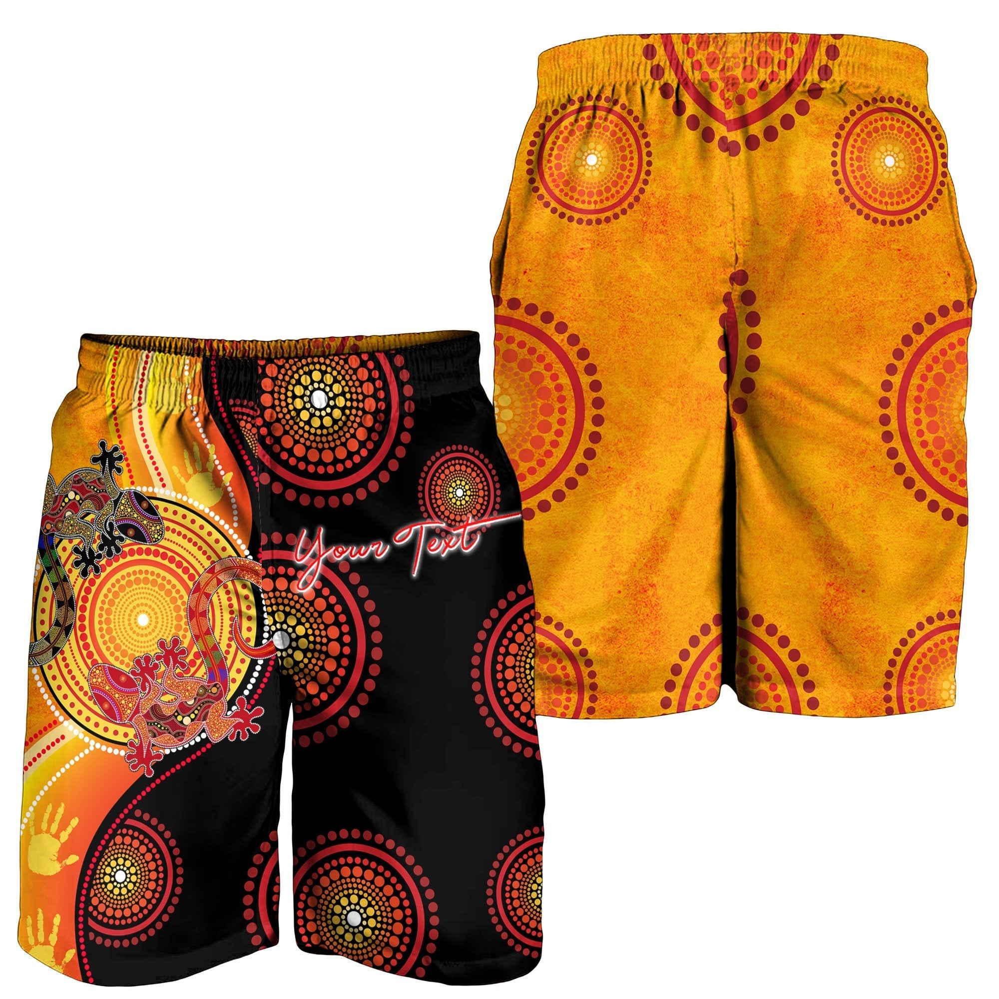 Aboriginal Personalised Men's Shorts - Couple Aboriginal Lizards - Vibe Hoodie Shop