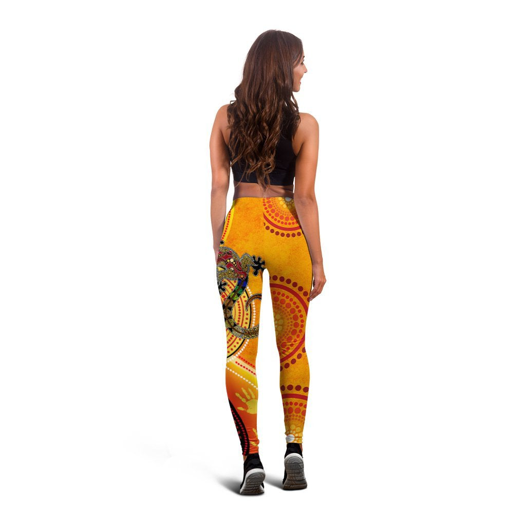 Aboriginal Personalised Leggings - Couple Aboriginal Lizards - Vibe Hoodie Shop
