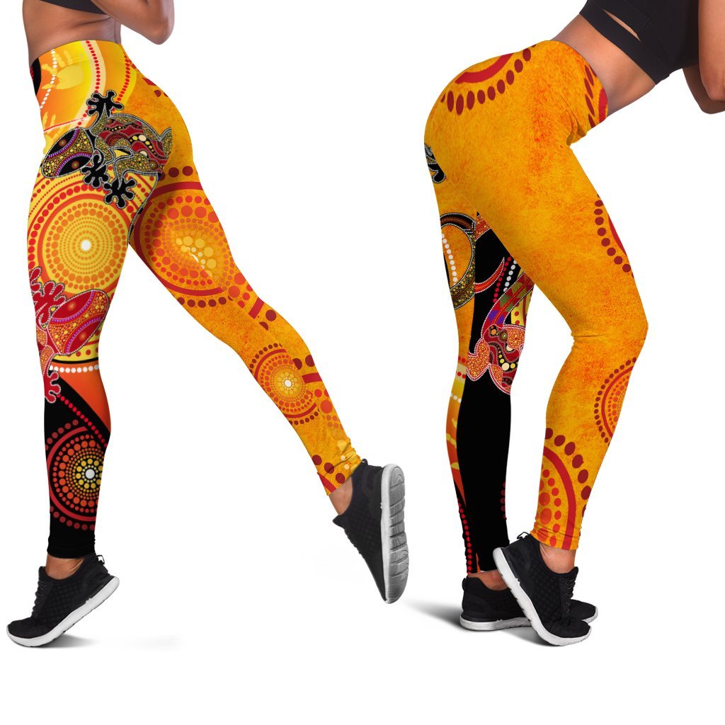 Aboriginal Personalised Leggings - Couple Aboriginal Lizards - Vibe Hoodie Shop