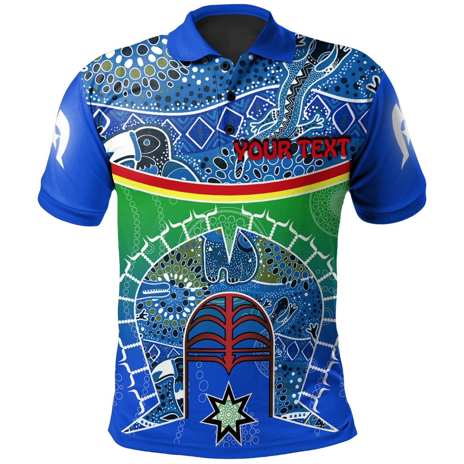 Personalised Polo Shirt - Torres Strait Symbol With Aboriginal Patterns - Vibe Hoodie Shop