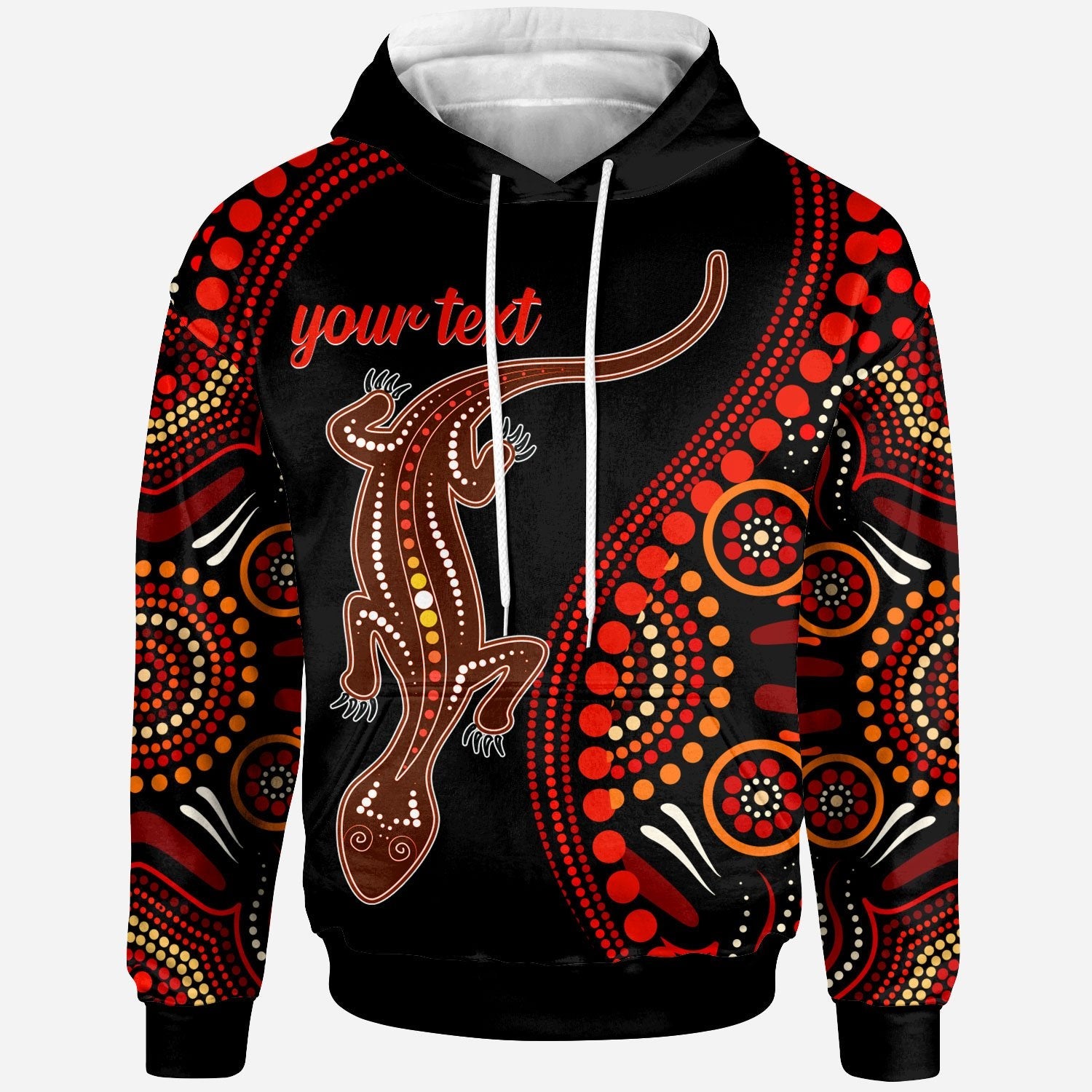 Aboriginal Personalised Hoodie - Aboriginal Lizard With Dot Painting Patterns - Vibe Hoodie Shop