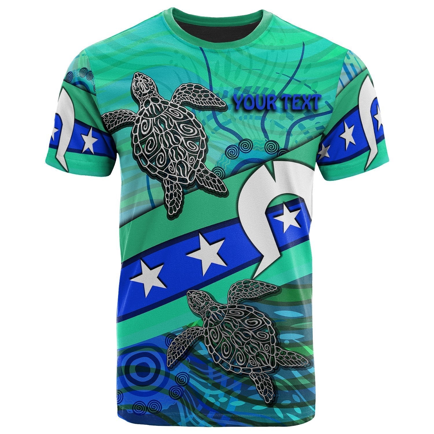 Personalised T shirt - Torres Strait Flag And Turtle - Vibe Hoodie Shop