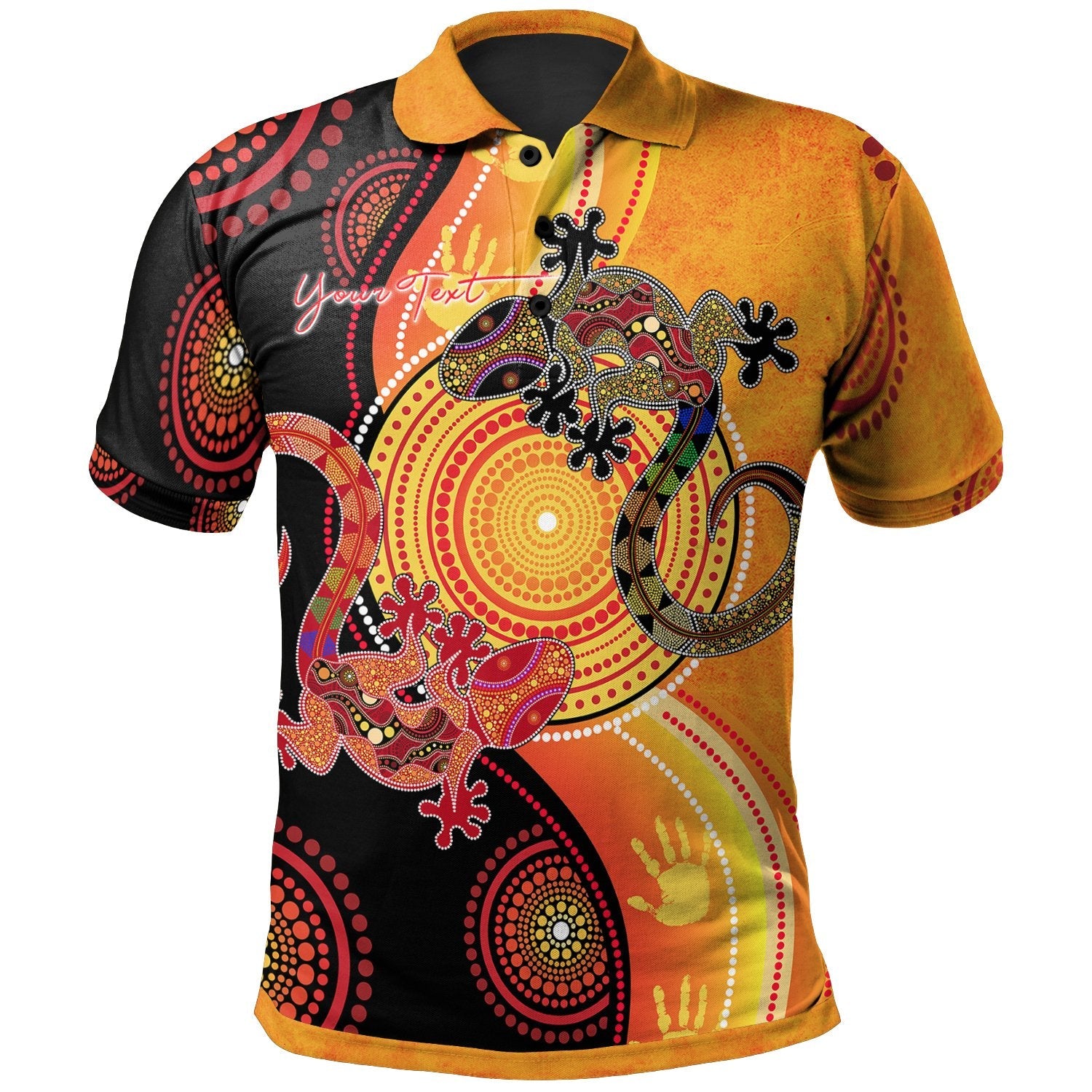 Aboriginal Personalised Polo Shirt - Couple Aboriginal Lizards - Vibe Hoodie Shop