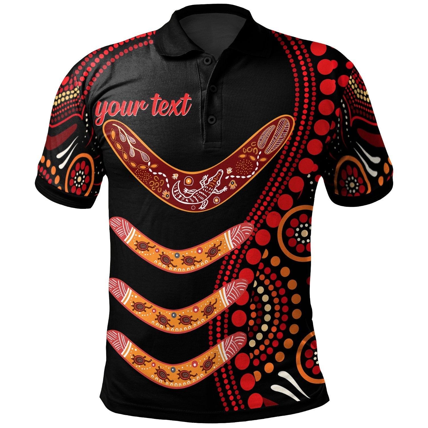 Aboriginal Personalised Polo Shirt - Aboriginal Boomerangs With Dot Painting Pattern - Vibe Hoodie Shop