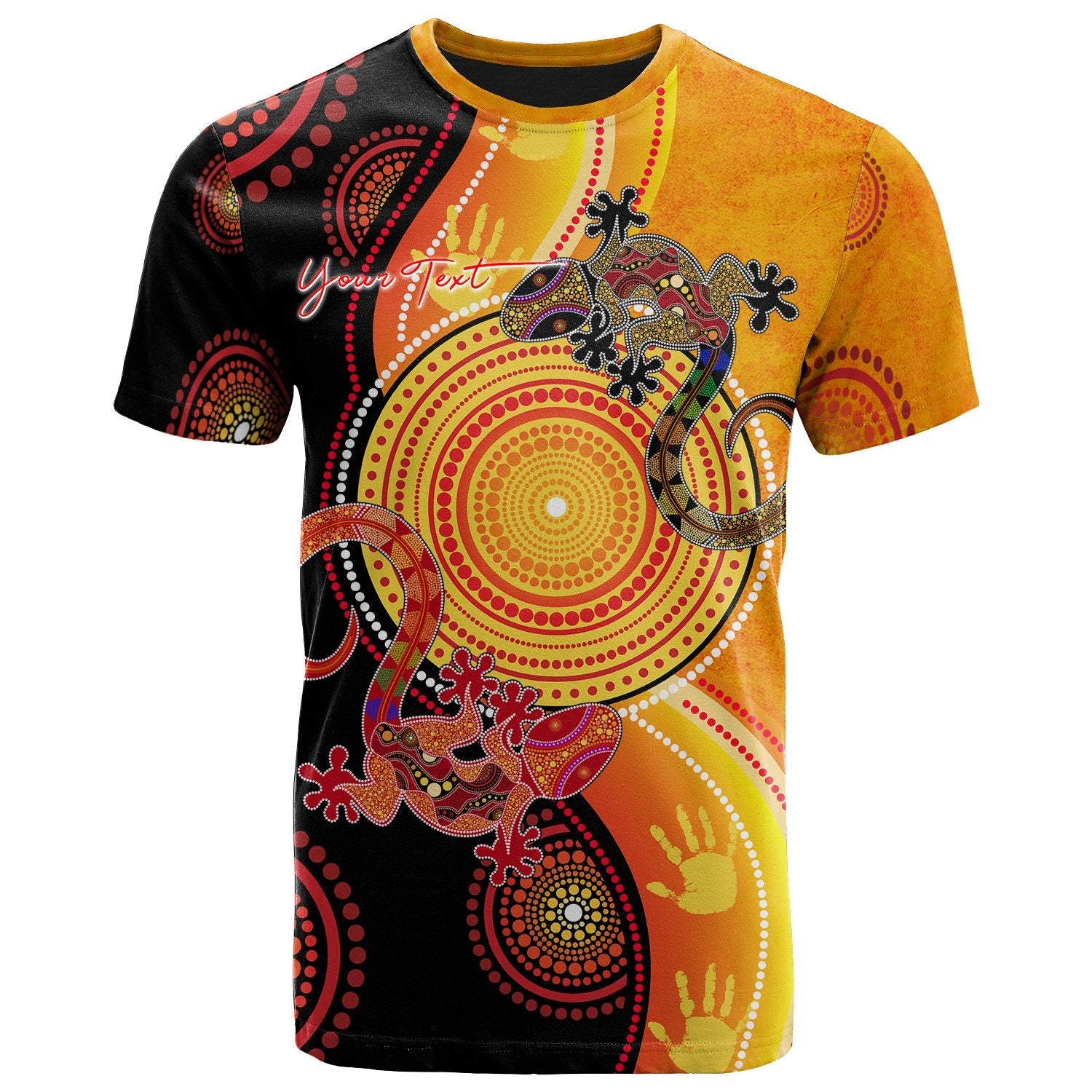 Aboriginal Personalised T shirts - Couple Aboriginal Lizards - Vibe Hoodie Shop