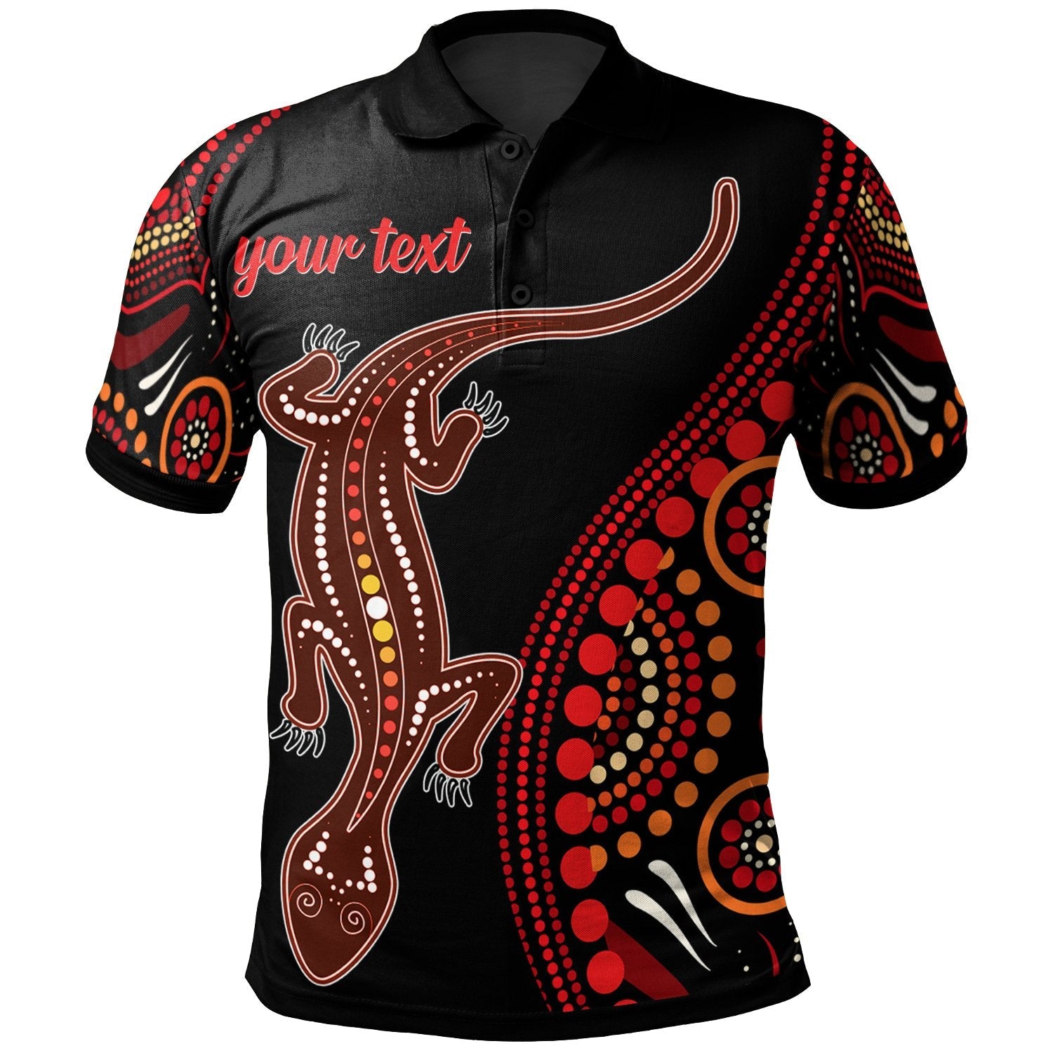 Aboriginal Personalised Polo Shirt - Aboriginal Lizard With Dot Painting Pattern - Vibe Hoodie Shop