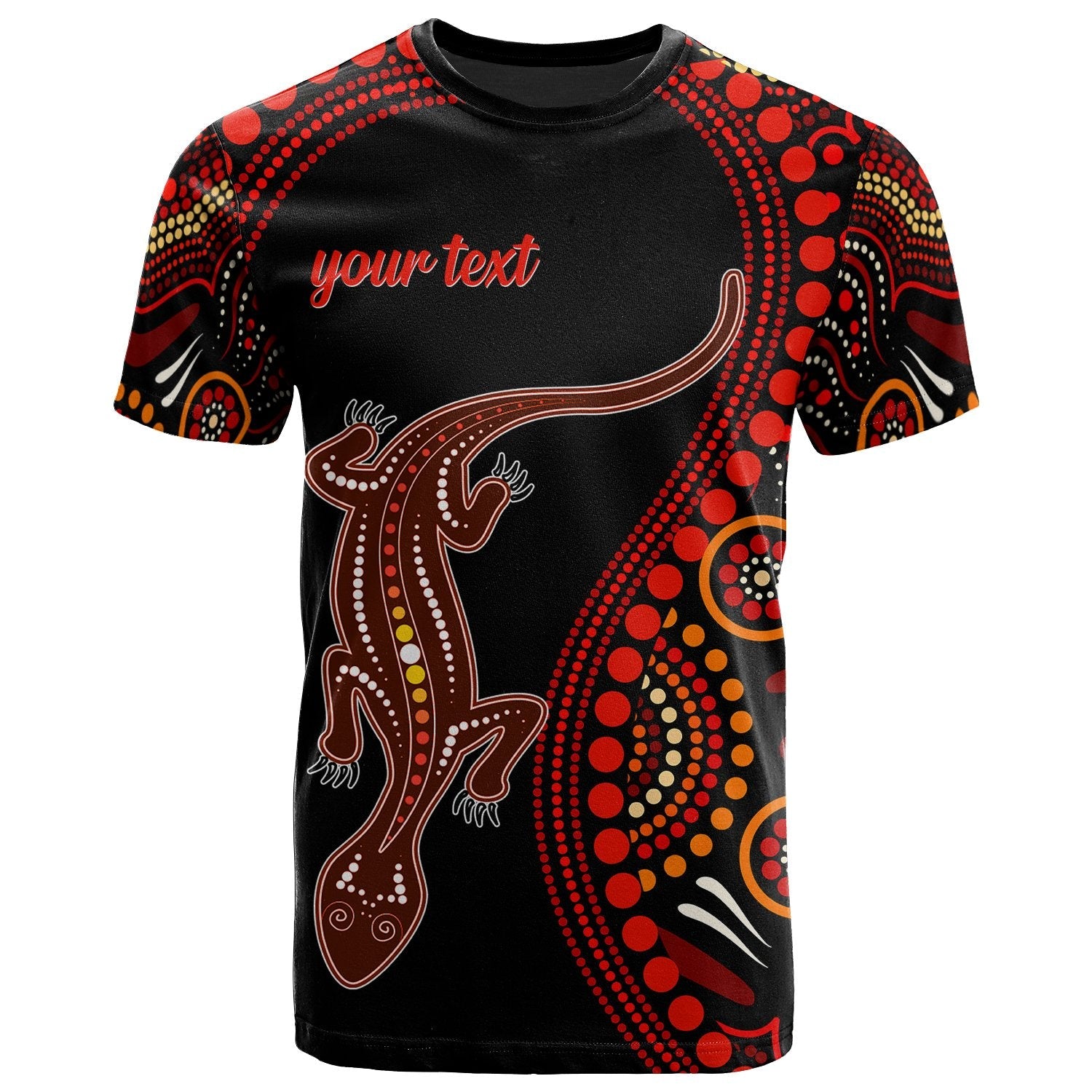 Aboriginal Personalised T shirts - Aboriginal Lizard With Dot Painting Pattern - Vibe Hoodie Shop