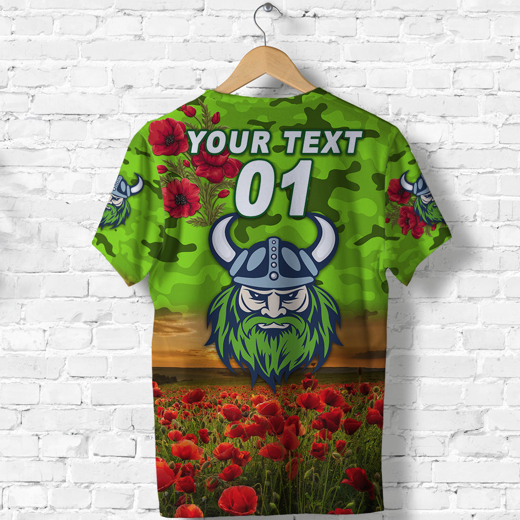 (Custom Personalised) Canberra Raiders ANZAC 2022 T shirt Poppy Flowers Vibes - Vibe Hoodie Shop