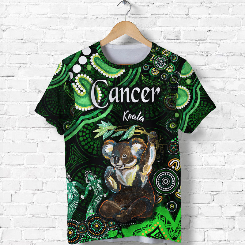 Australian Astrology T Shirt Cancer Koala Zodiac Aboriginal Vibes - Green - Vibe Hoodie Shop