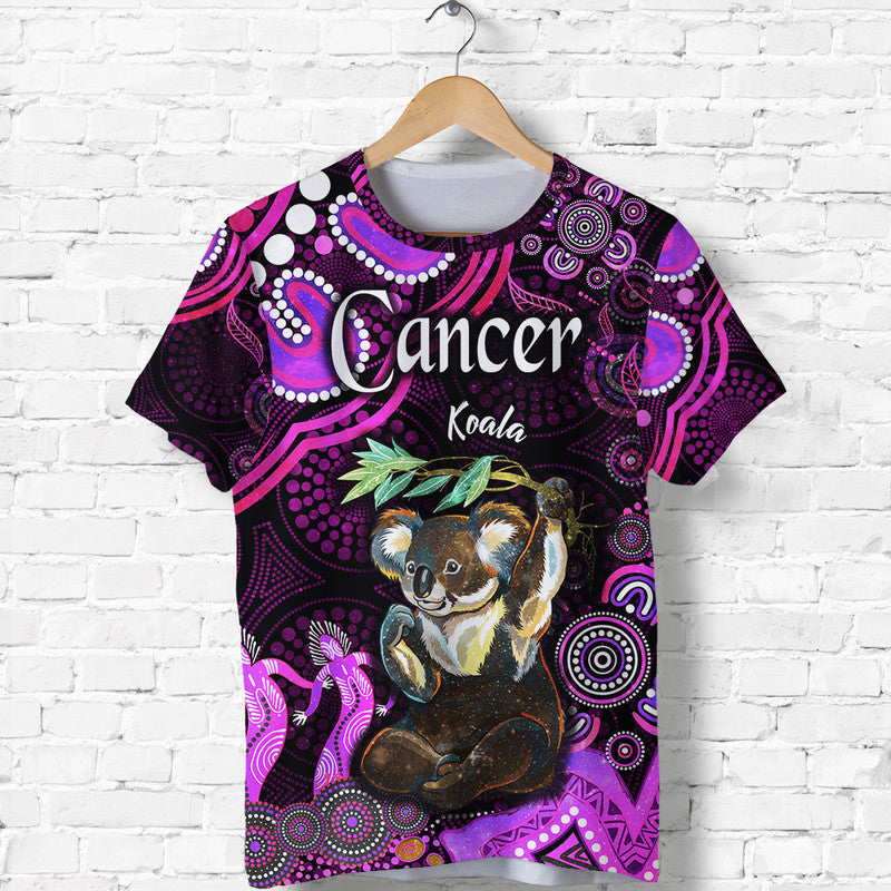 Australian Astrology T Shirt Cancer Koala Zodiac Aboriginal Vibes - Pink - Vibe Hoodie Shop