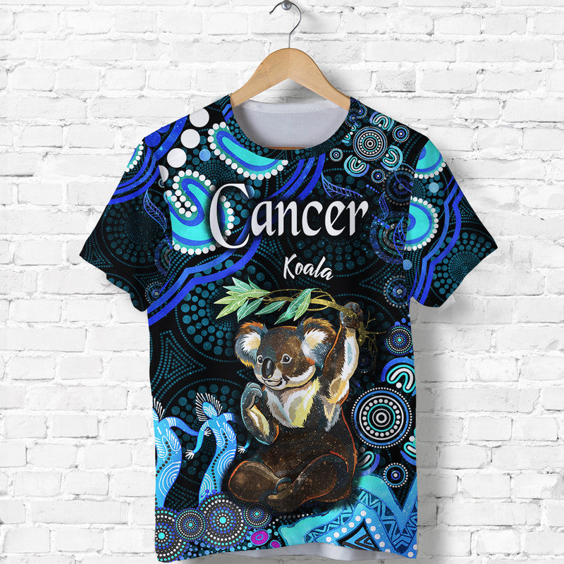 (Custom Personalised) Australian Astrology T Shirt Cancer Koala Zodiac Aboriginal Vibes - Blue - Vibe Hoodie Shop