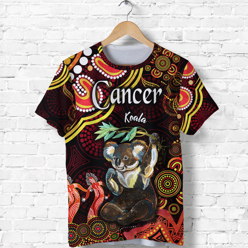 Australian Astrology T Shirt Cancer Koala Zodiac Aboriginal Vibes - Red - Vibe Hoodie Shop